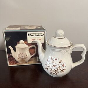 Cumberland Mayblossom Stoneware Tea Or Coffee Pot Serving EUC Cottagecore 70s